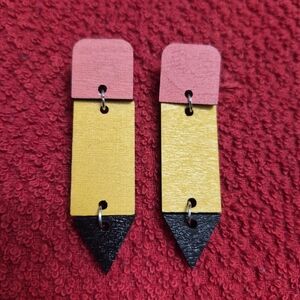 Yellow and Pink Pencil Earrings